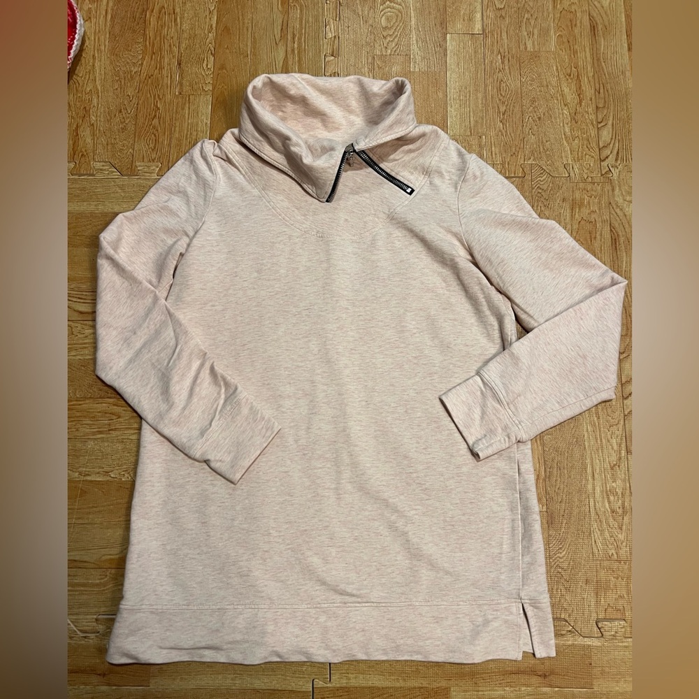 Zenergy by Chico’s Cowl Neck Zip Pullover | Soft Pink Heather | Size 0 (Small)